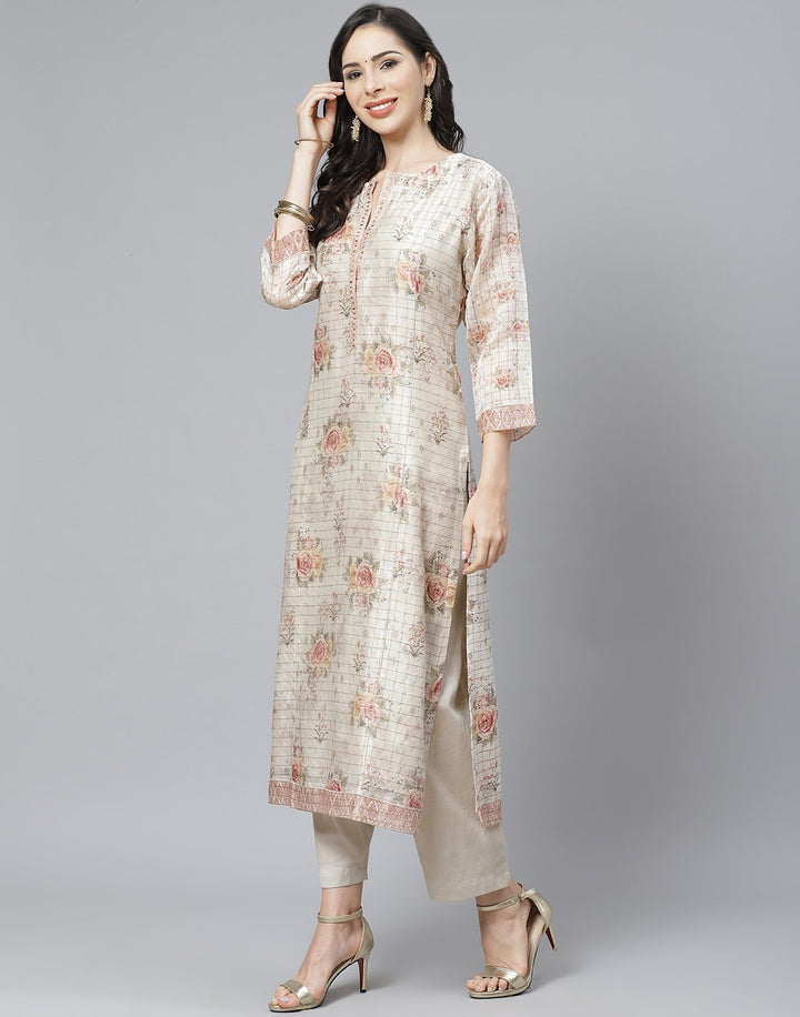 Chanderi Kurti with Straight Pant