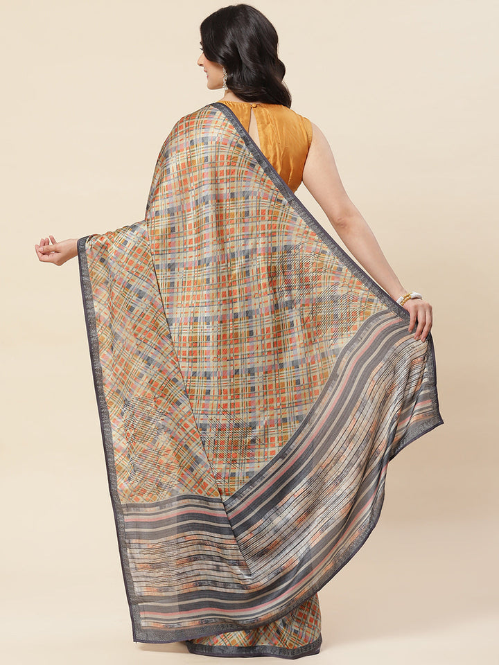 Digital Printed Satin Saree