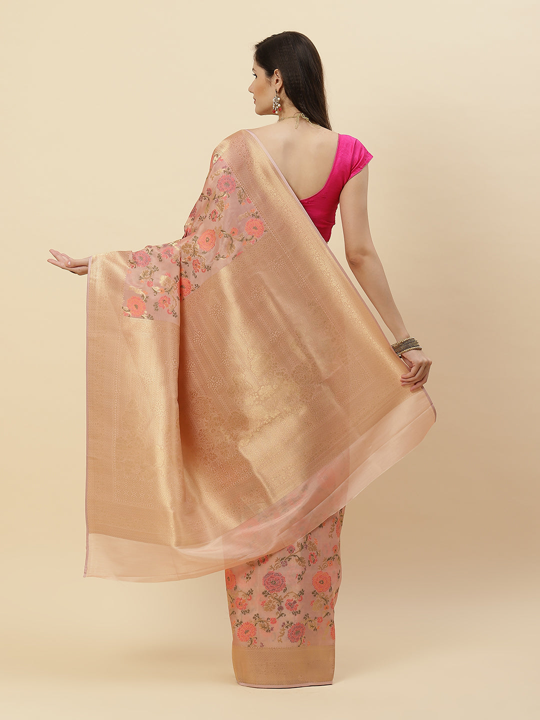 Zari Jaal Organza Woven Saree