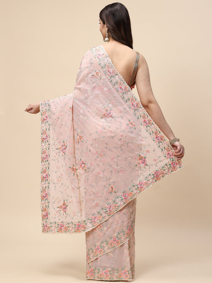 Floral Resham Jaal Embroidered Georgette Saree