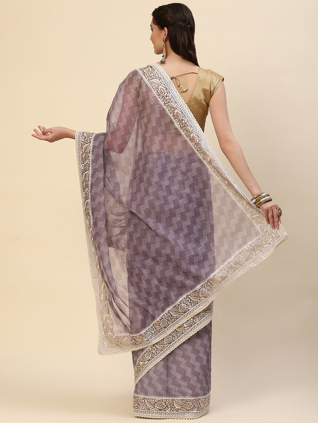 Bandhani Printed Organza Saree