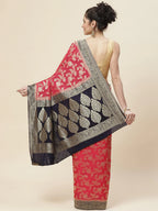 Floral Zari Jaal Georgette Plain Saree