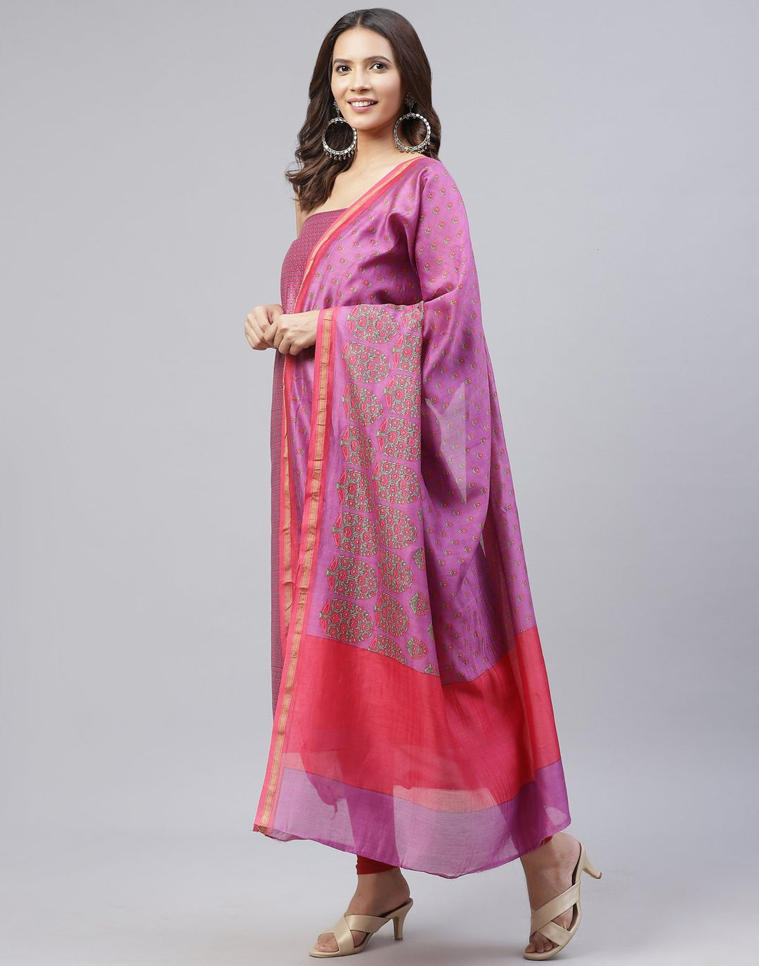Printed Chanderi Suit Piece