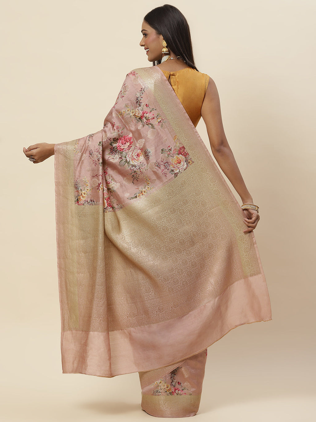 Digital Floral Printed Tussar Saree
