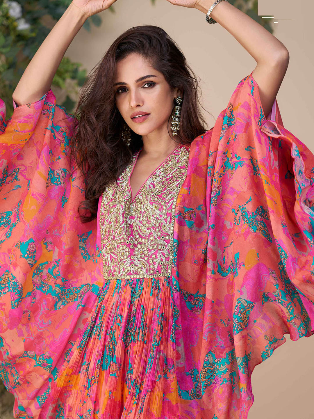 Embroidered Chinon Suit With Pant &amp; Dupatta