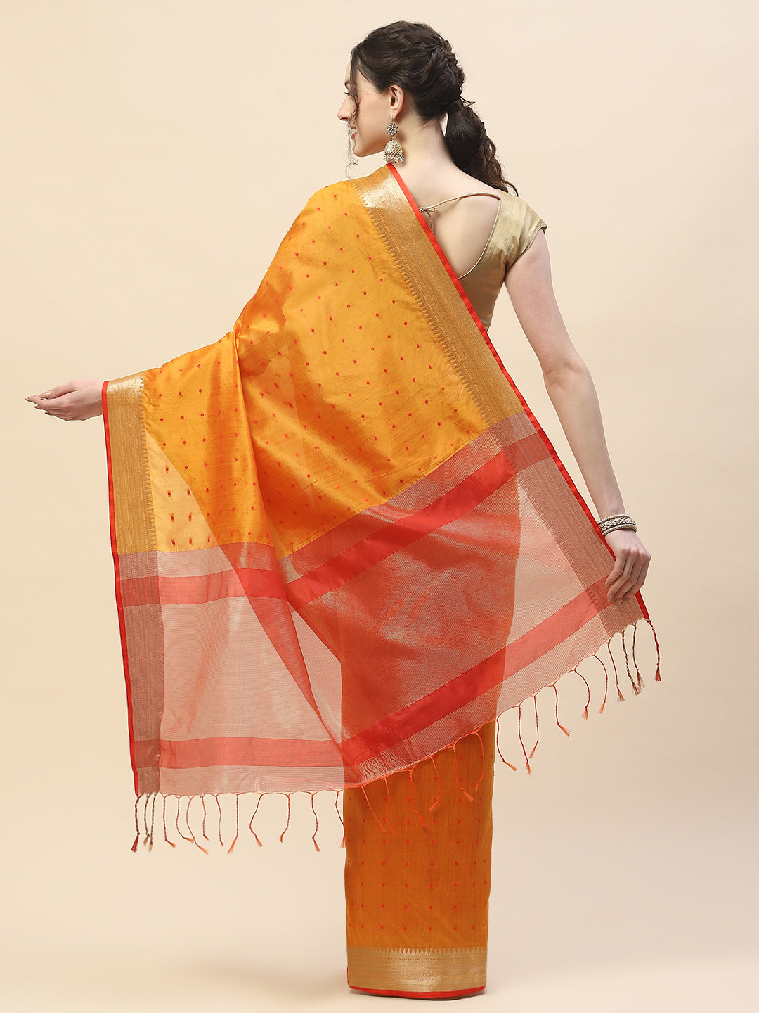 Plain Zari Border Woven Tussar Saree