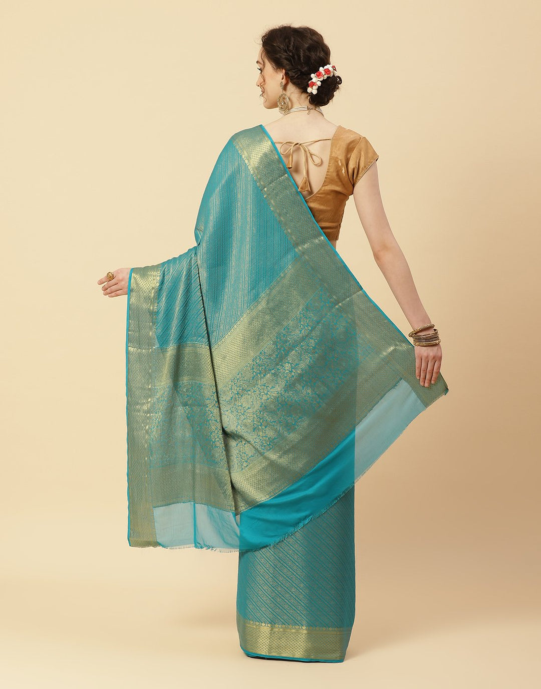 Light Brocade Art Georgette Saree
