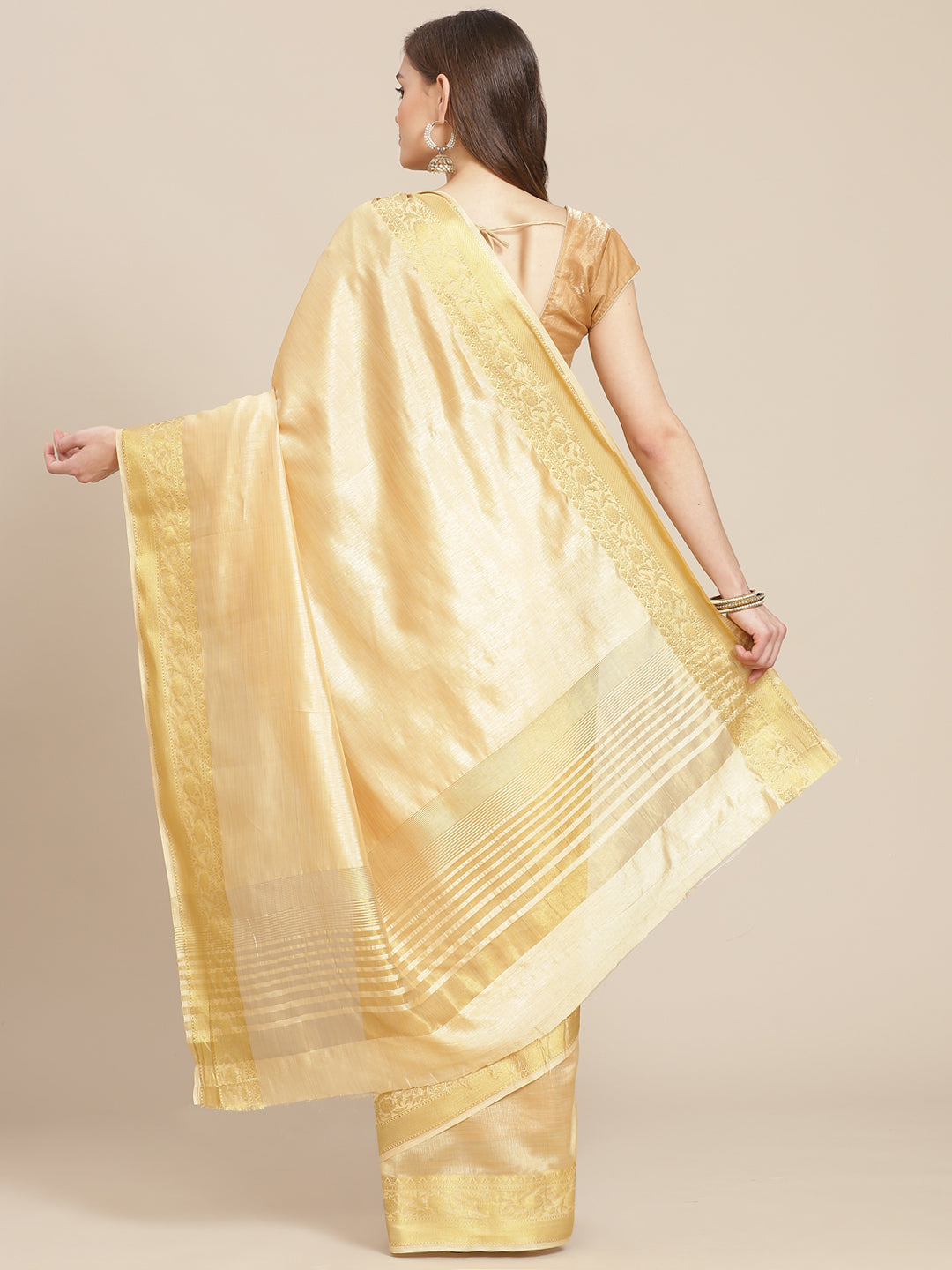 Plain Art Handloom Saree with  Zari Border