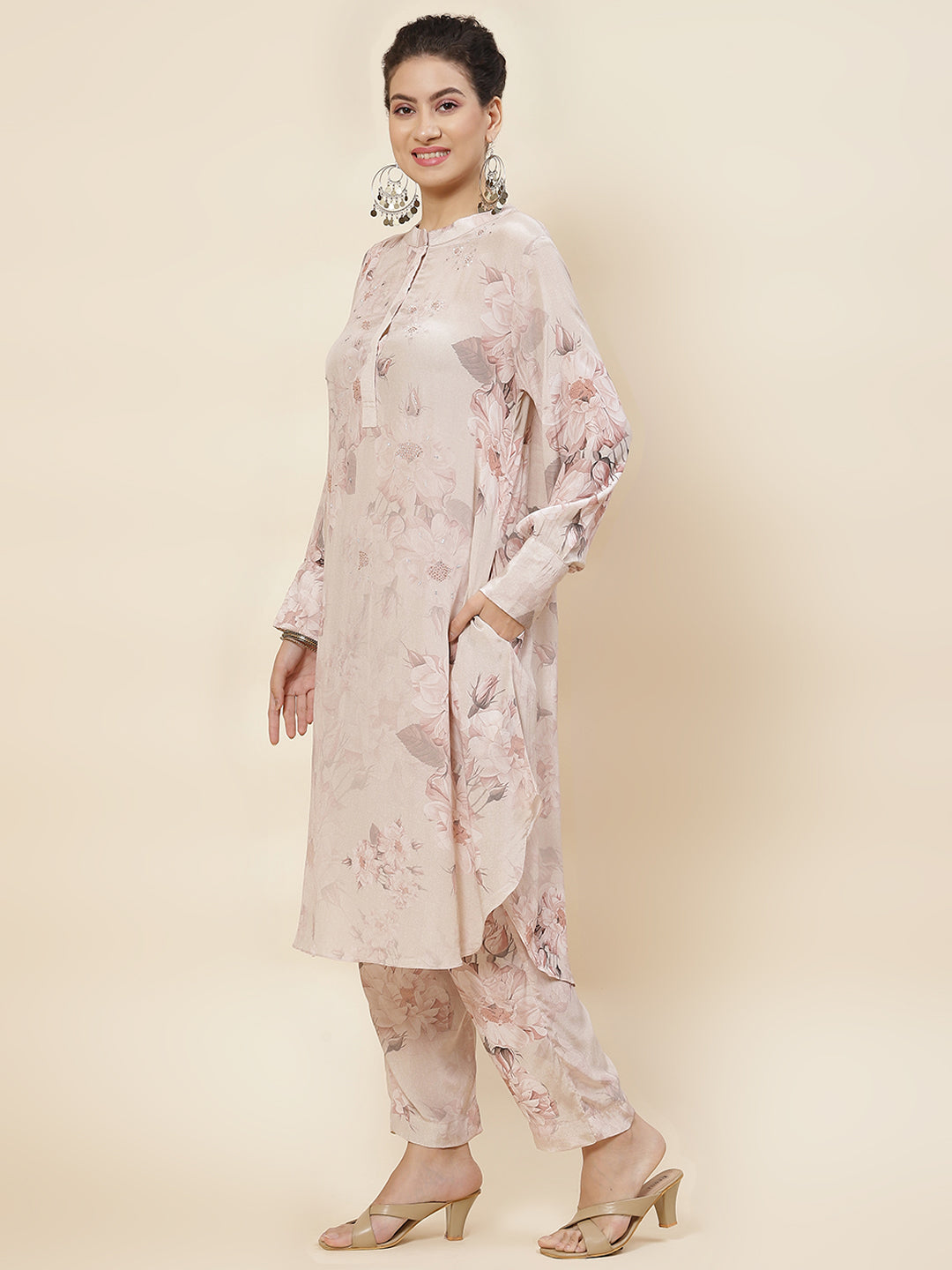 Printed Crepe Kurta With Pants