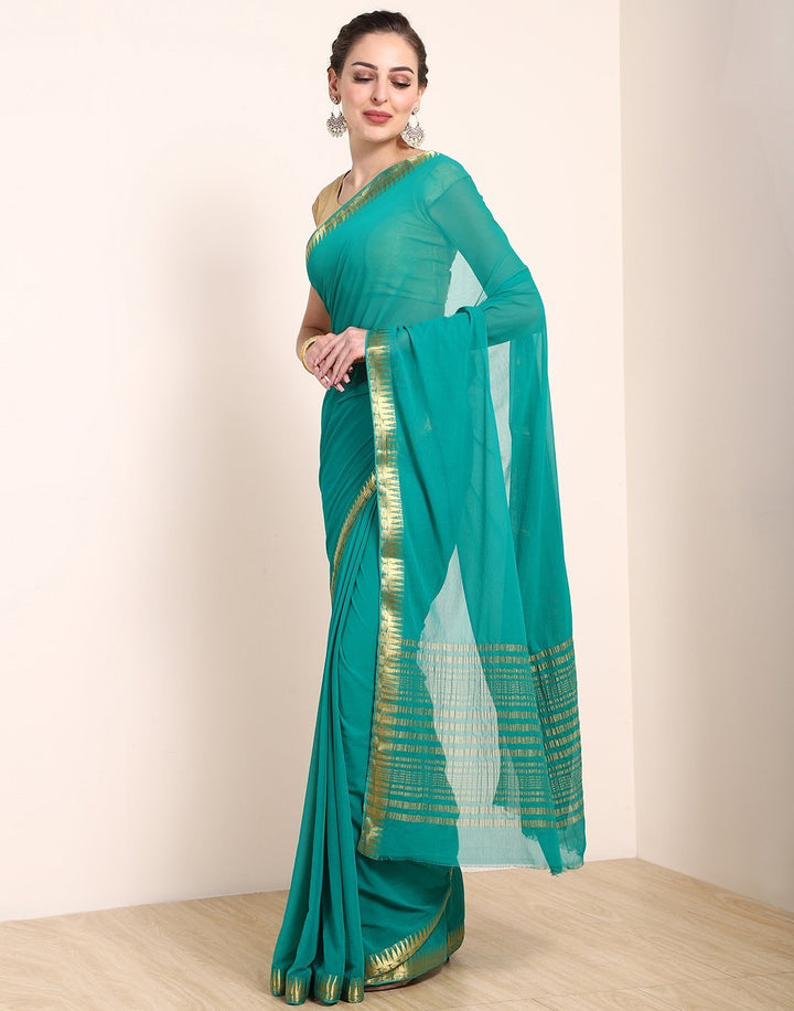 MBZ Meena Bazaar-Navy Blue Art Chiffon Saree