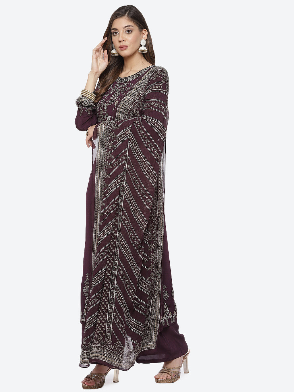 Digital Printed Crepe Stitched Salwar Kameez With Georgette Dupatta