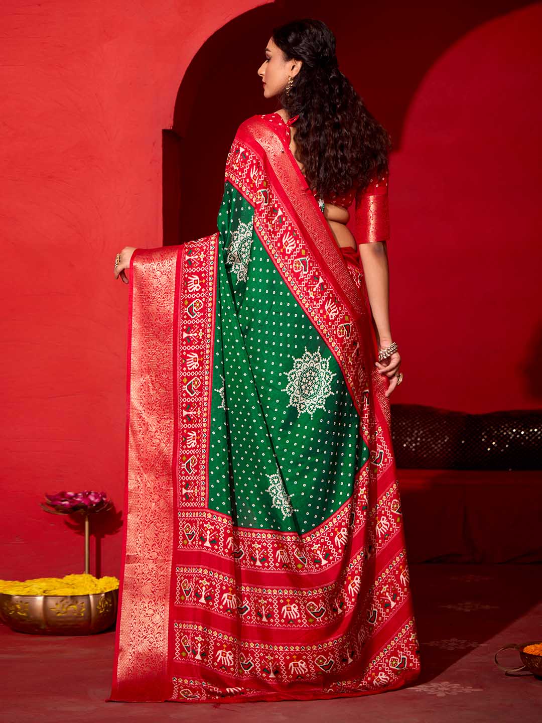 Bandhani Printed Art Silk Saree