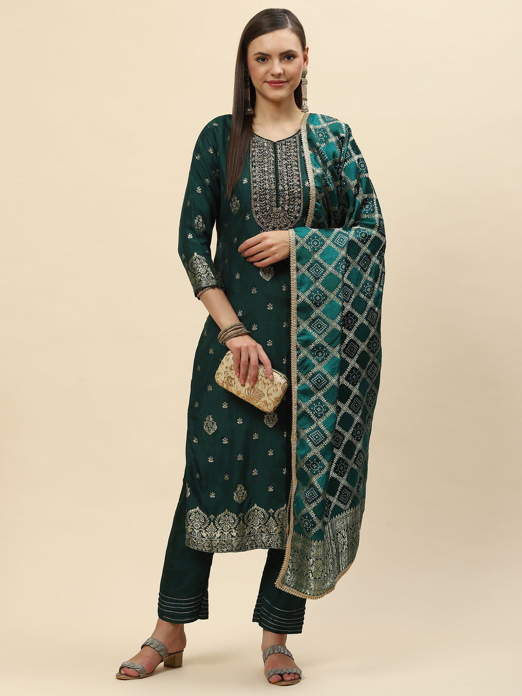 Banarasi Handloom Kurta With Pants & Dupatta