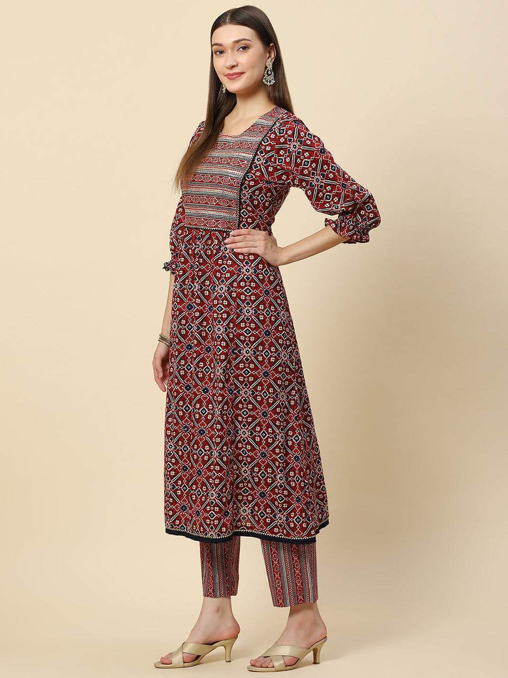 Printed Cotton Kurta With Pants