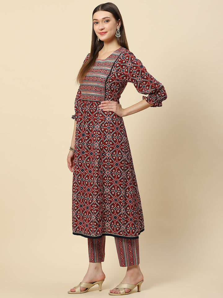 Printed Cotton Kurta With Pants