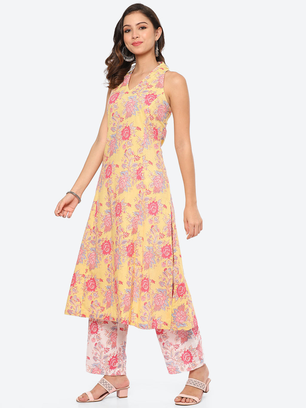 Floral Printed Cotton Kurta With Pant