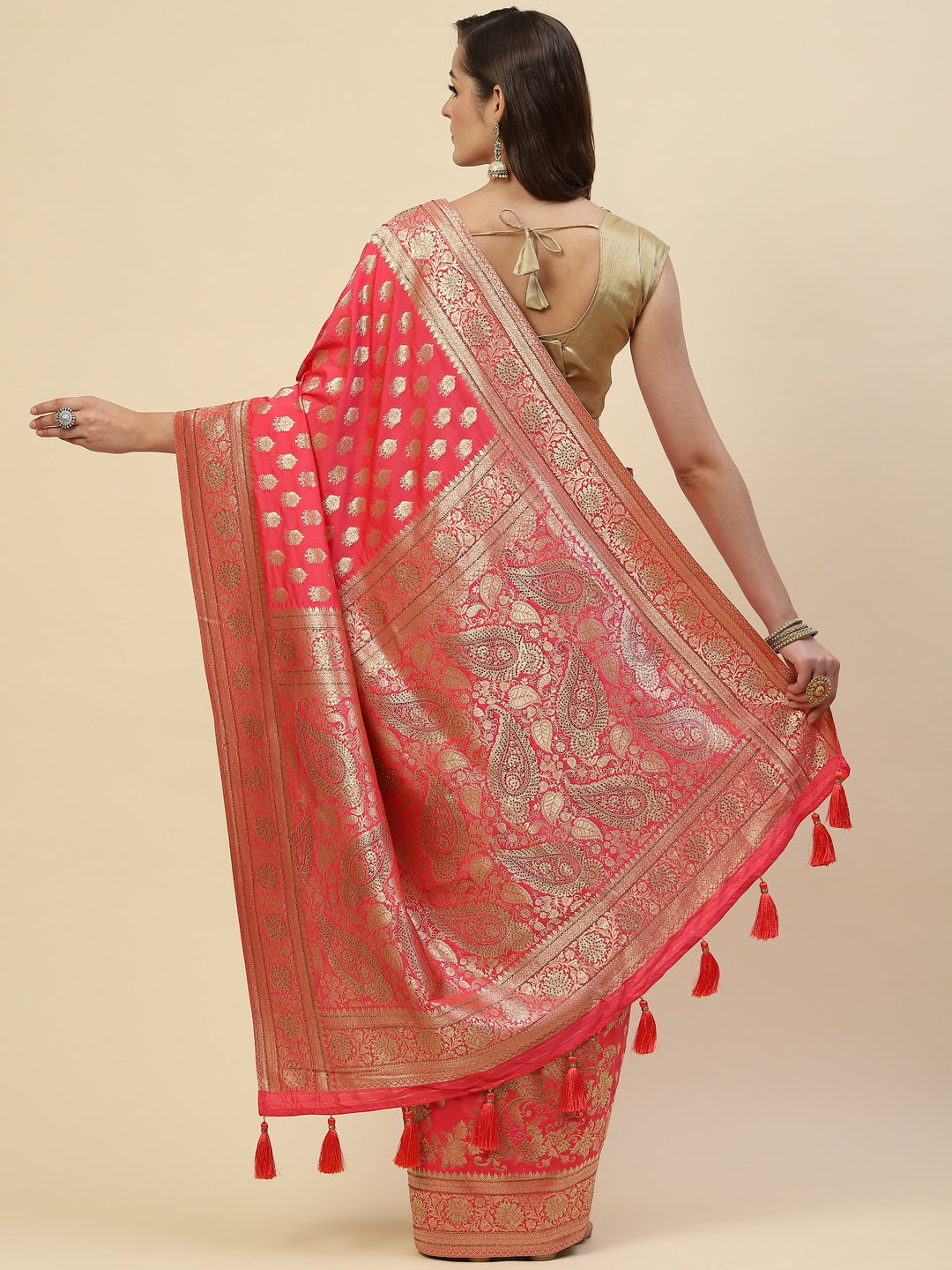 Stone Jaal Banarasi Woven Saree