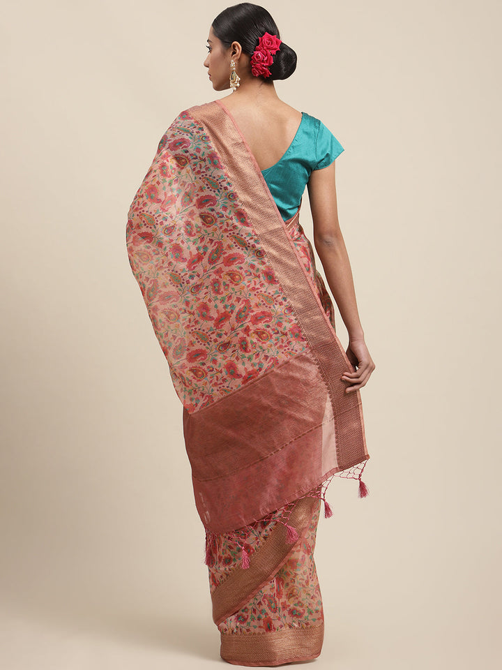 Printed Banarasi Border Pallu Cotton Saree