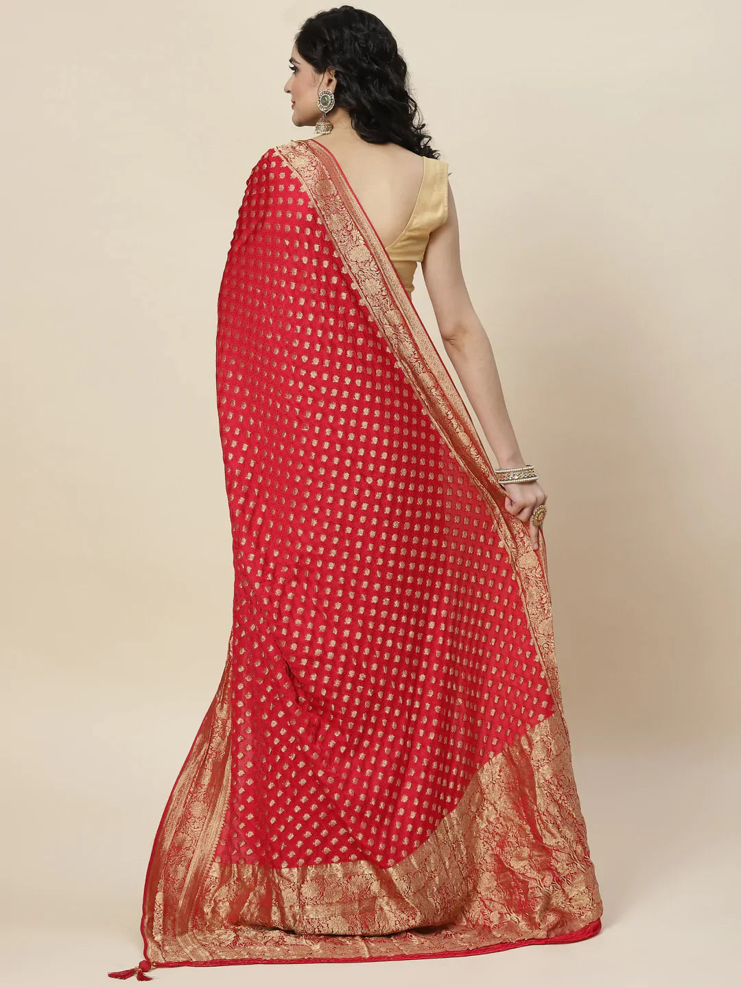 Zari Booti Satin Woven Saree