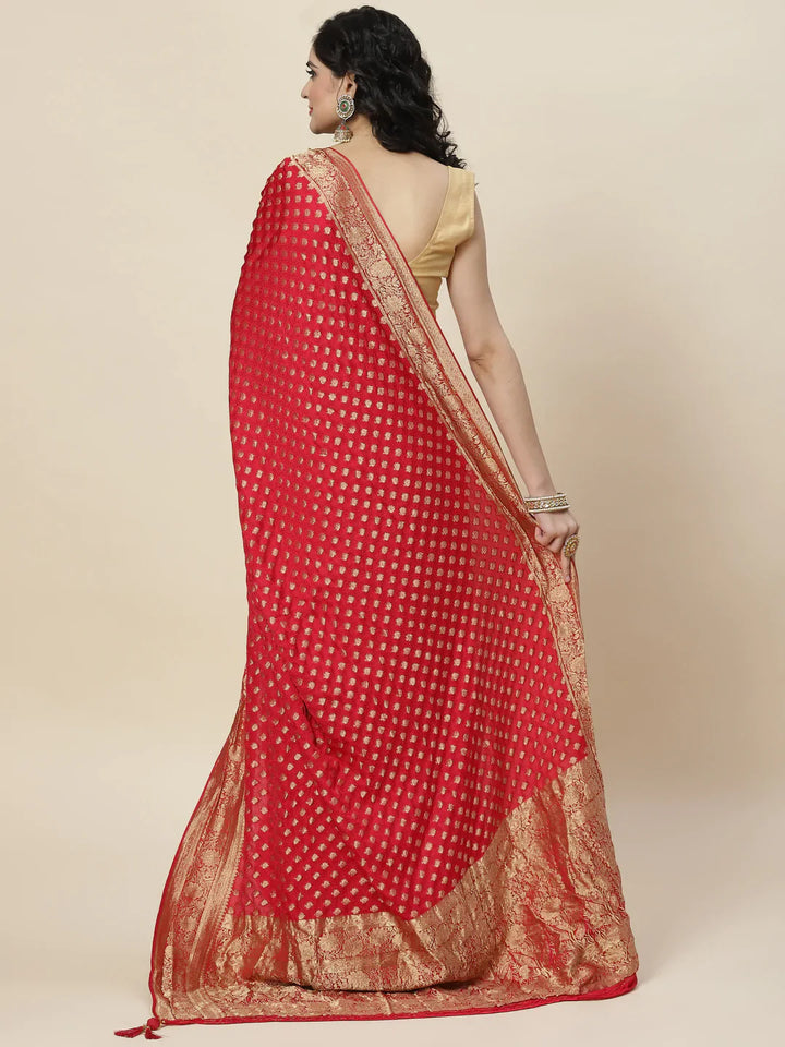 Zari Booti Satin Woven Saree