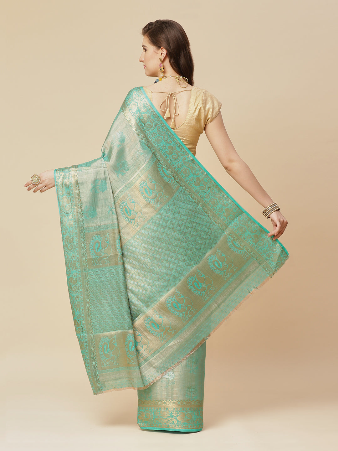 Brocade Zari Jaal Art Handloom Woven Saree