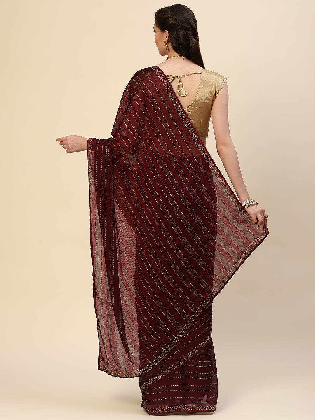 Stone Work Georgette Plain Saree