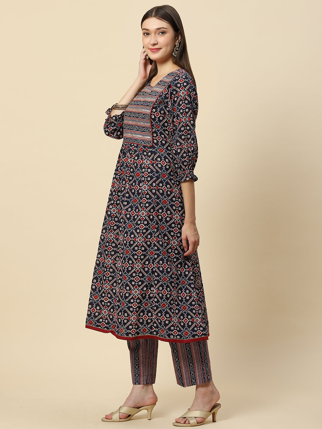 Printed Cotton Kurta With Pants