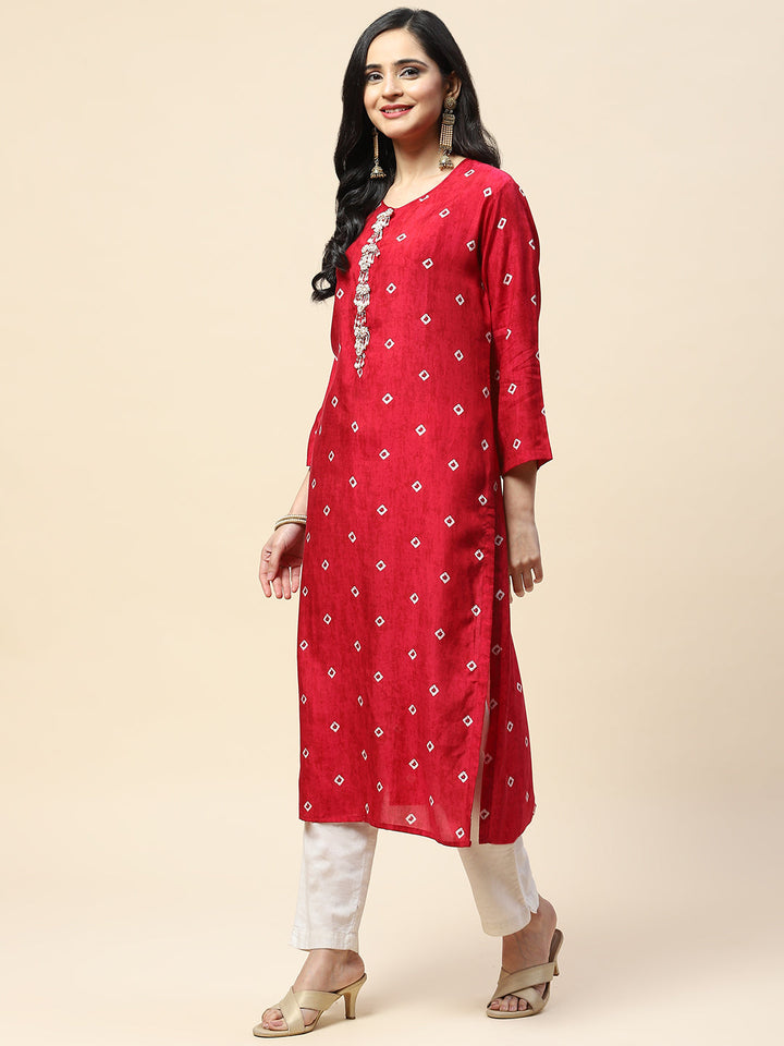 Printed With Yoke Embroidered Muslin Kurta