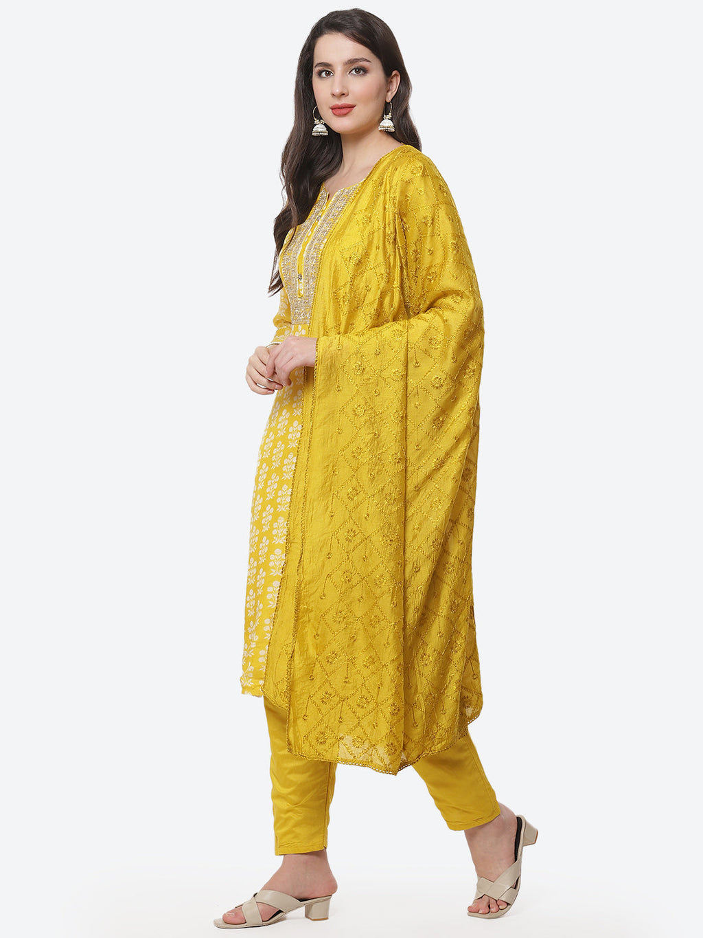 Printed Cotton Muslin Stitched Salwar Kameez With Dupatta