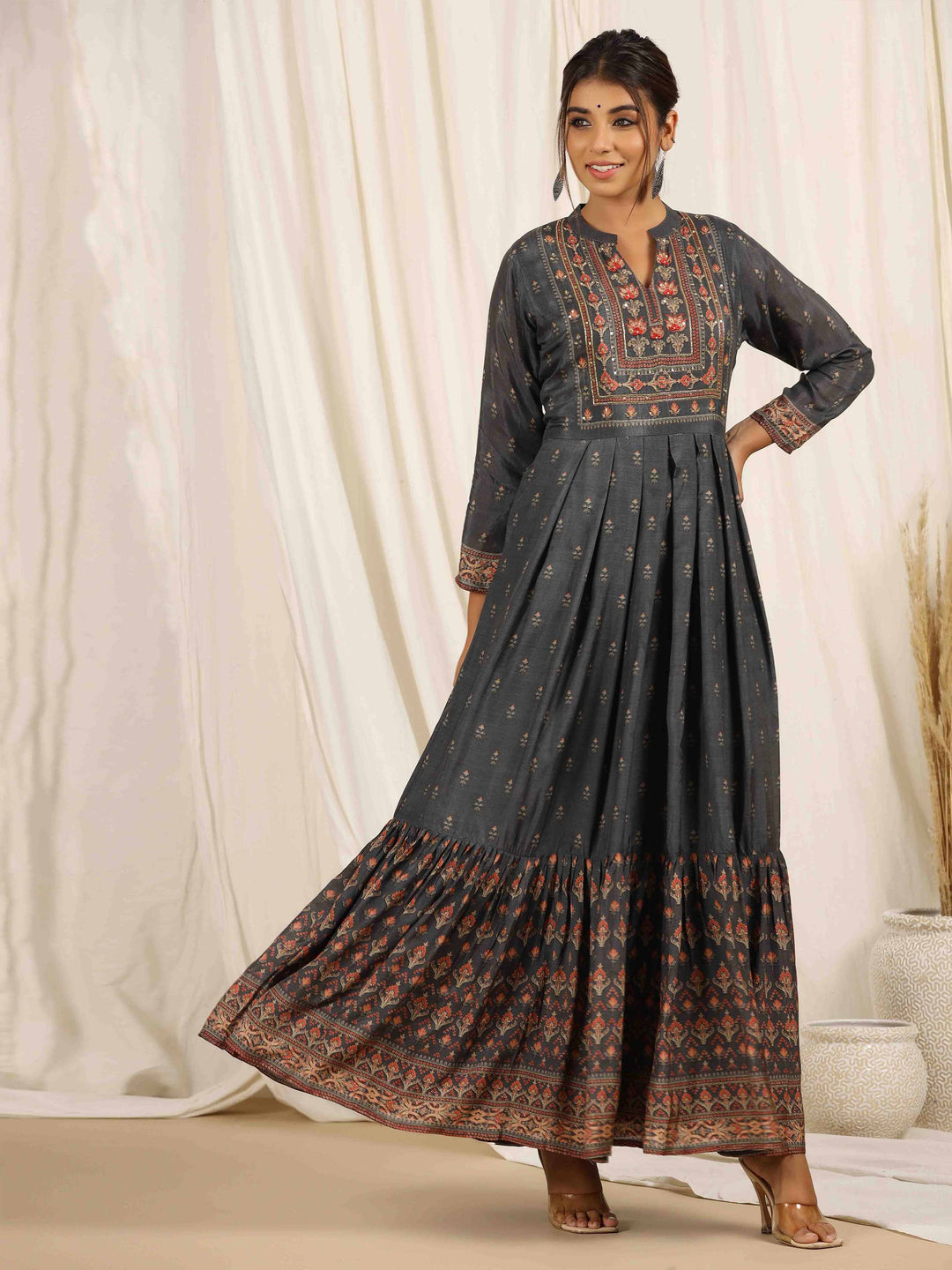 Printed With Embroidered Muslin Kurta