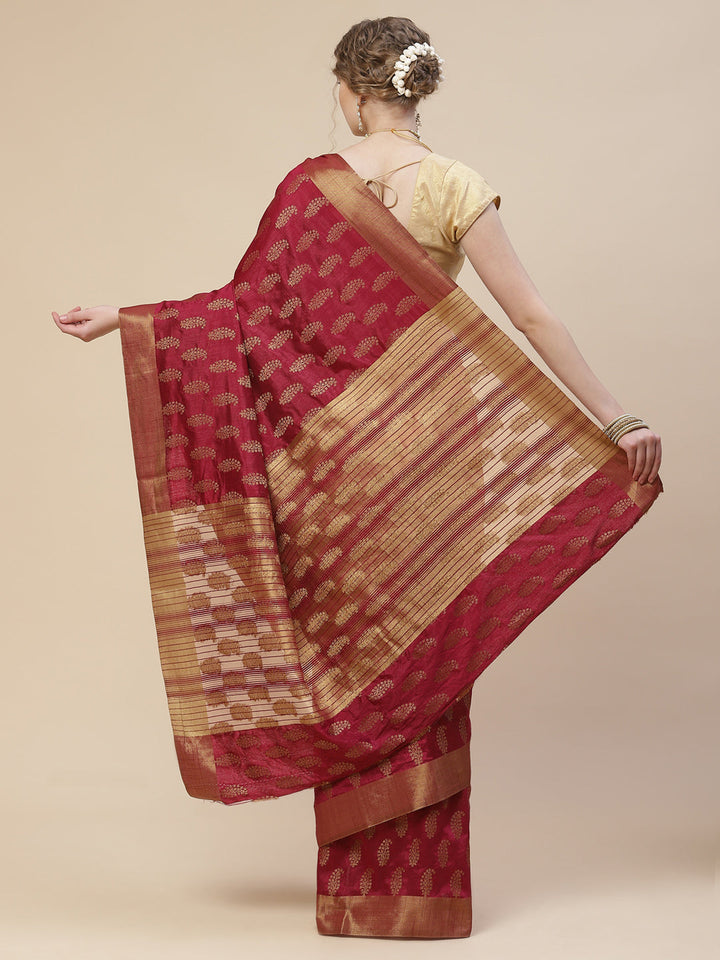 Zari Border Booti Art Handloom Woven Saree