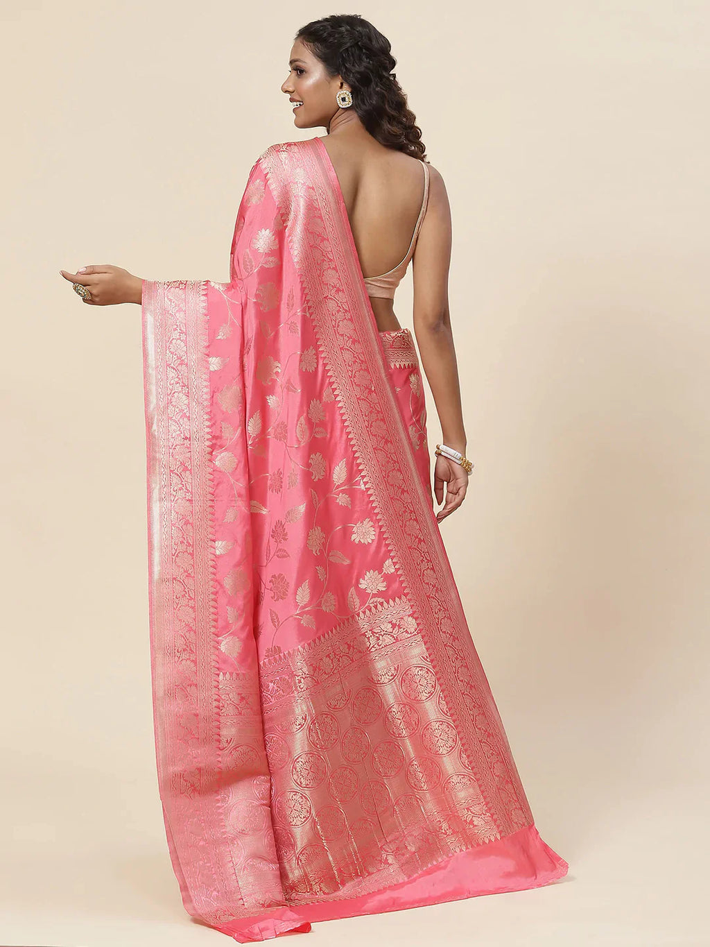 Floral Zari Jaal Handloom Woven Saree