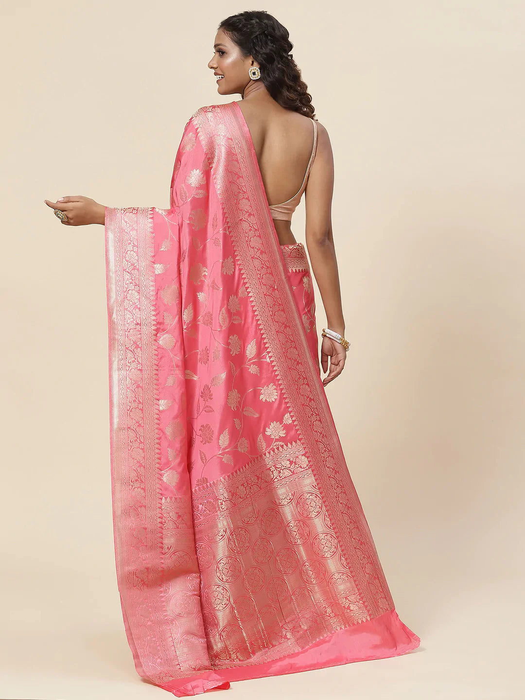 Floral Zari Jaal Handloom Woven Saree