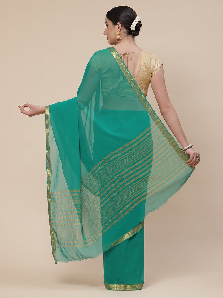 Piped Border Chiffon Plain Saree
