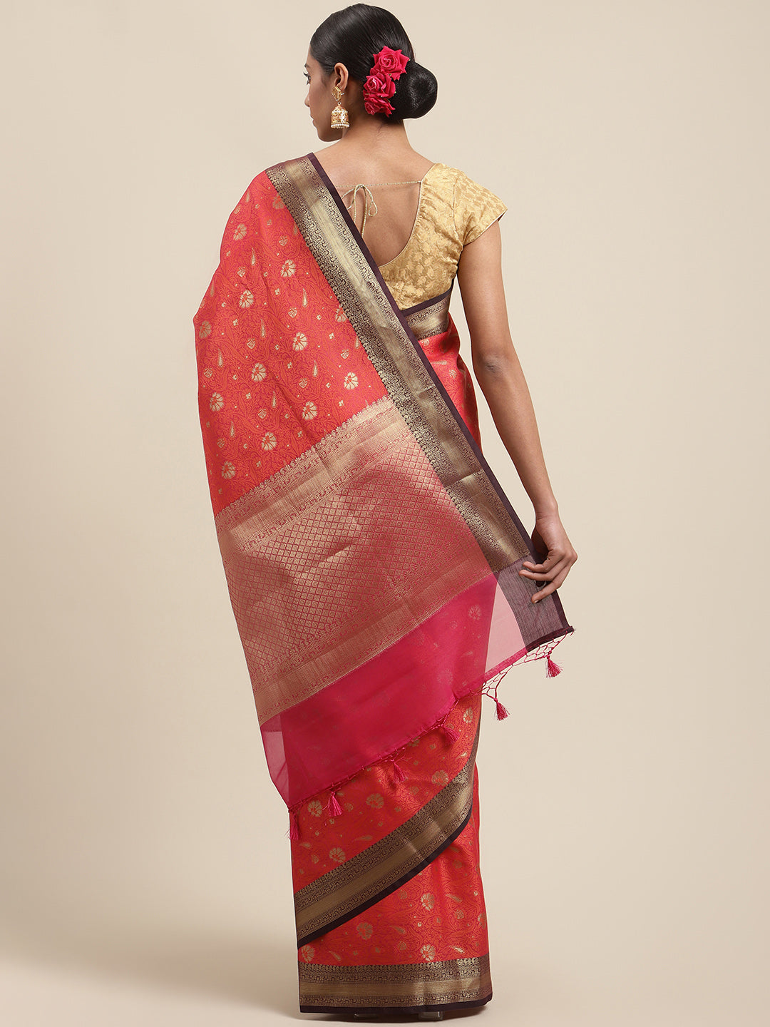 Resham Jaal Cotton Woven Saree