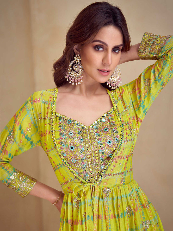 Embroidered Chinnon Silk Straight Choli &amp; Skirt With Jacket