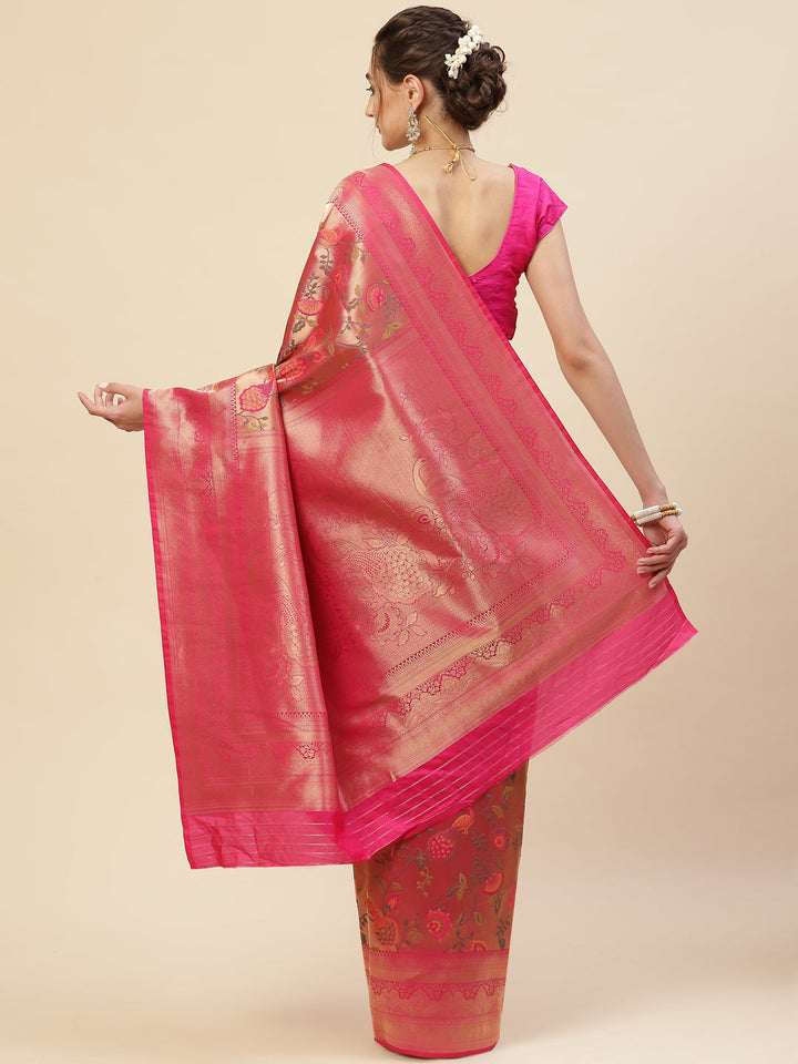 Floral Zari Jaal Handloom Woven Saree