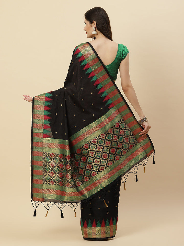 Plain Zari Border Handloom Woven Saree
