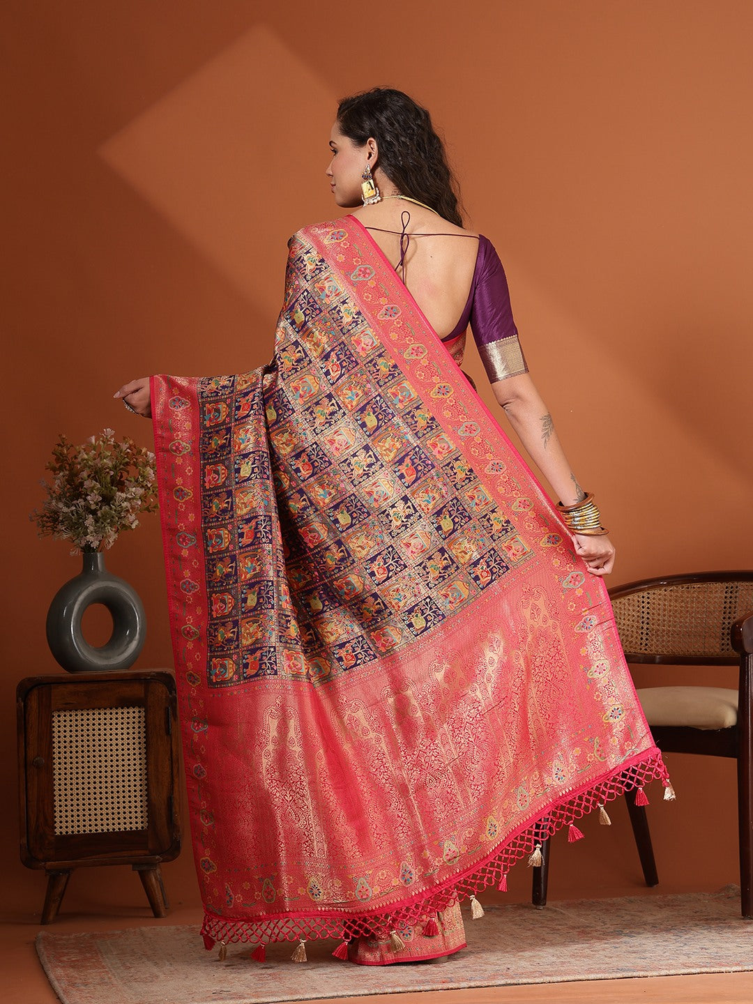 Woven Design Satin Saree