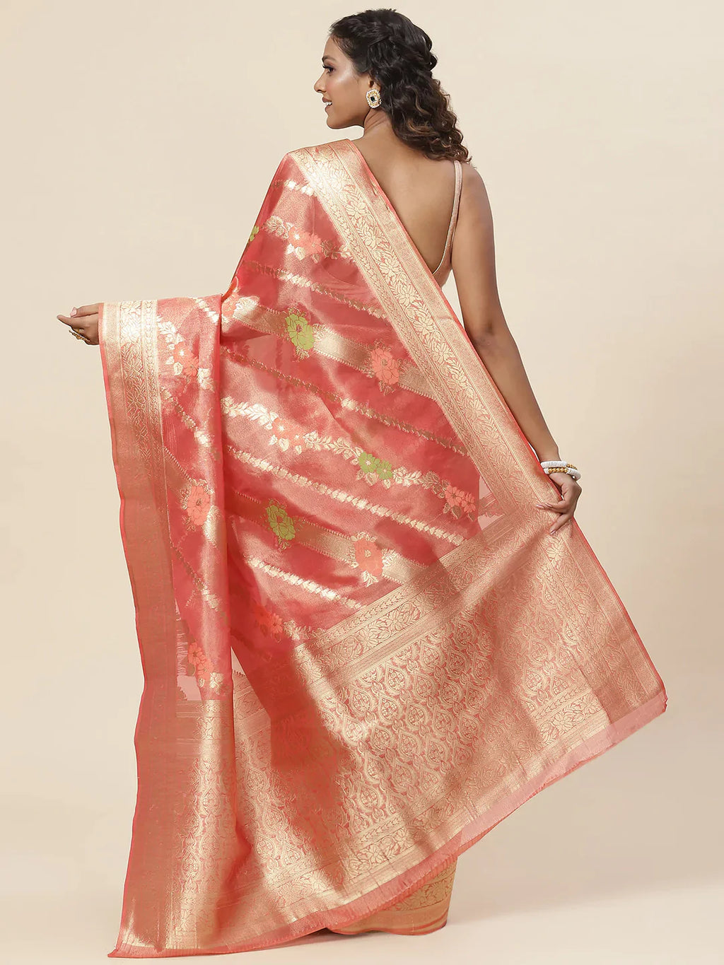Floral Zari Jaal Handloom Woven Saree