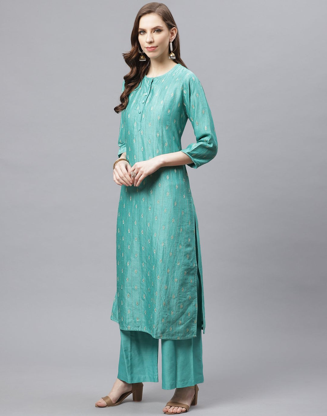 Embroidered Chanderi Kurti with Palazzo