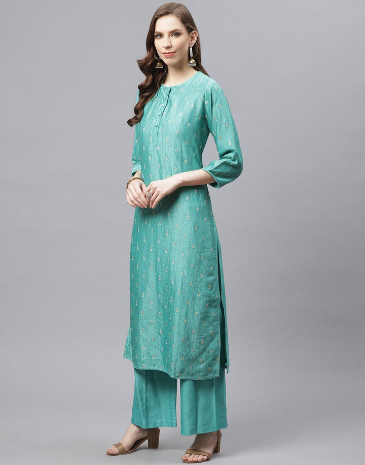 Embroidered Chanderi Kurti with Palazzo