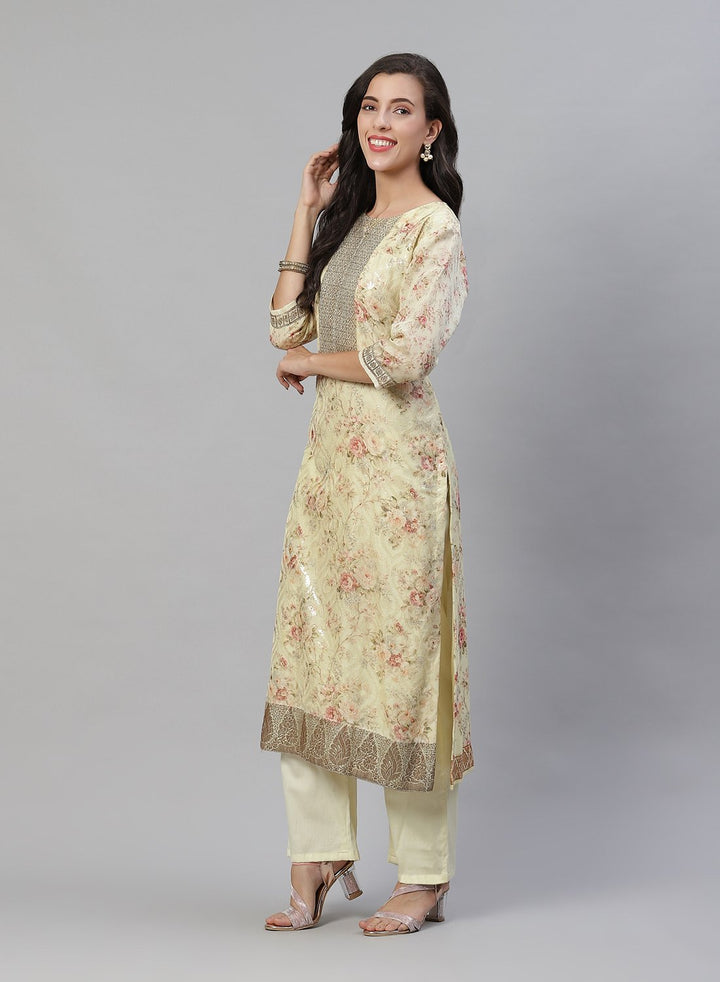 Printed Cotton Kurti With Pant