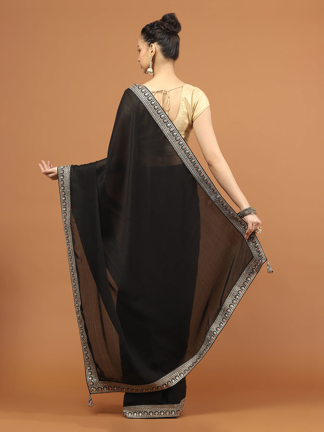 Stone Work Art Chiffon Saree