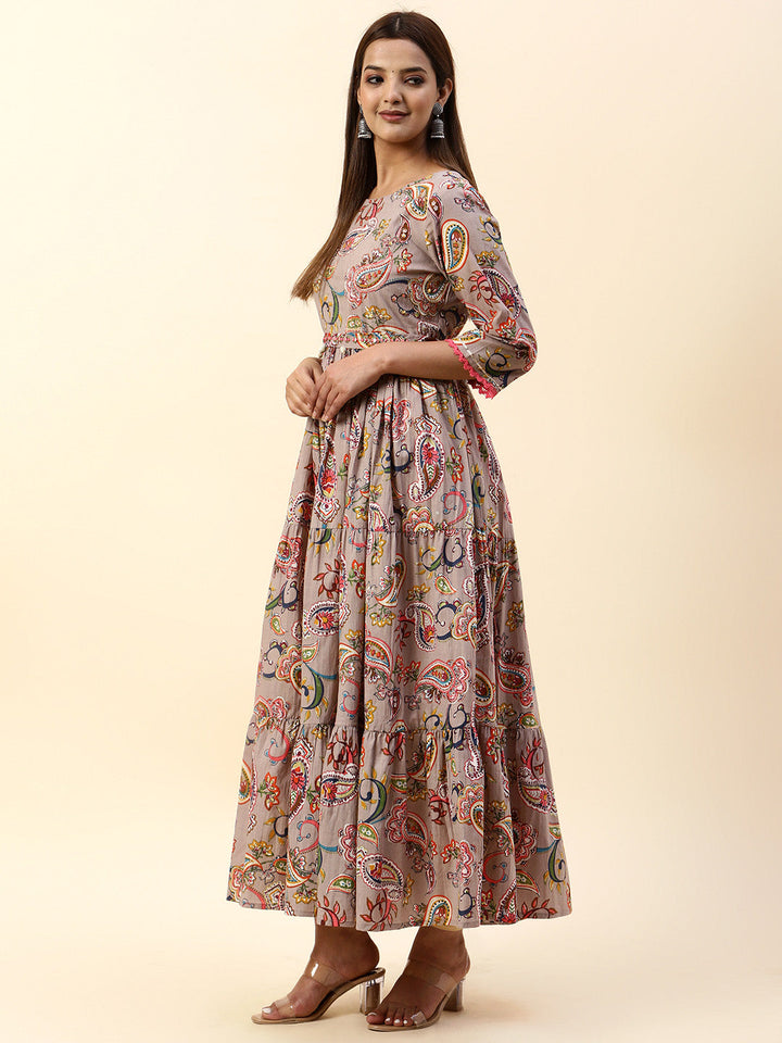 Floral Printed Cotton Anarkali Kurta