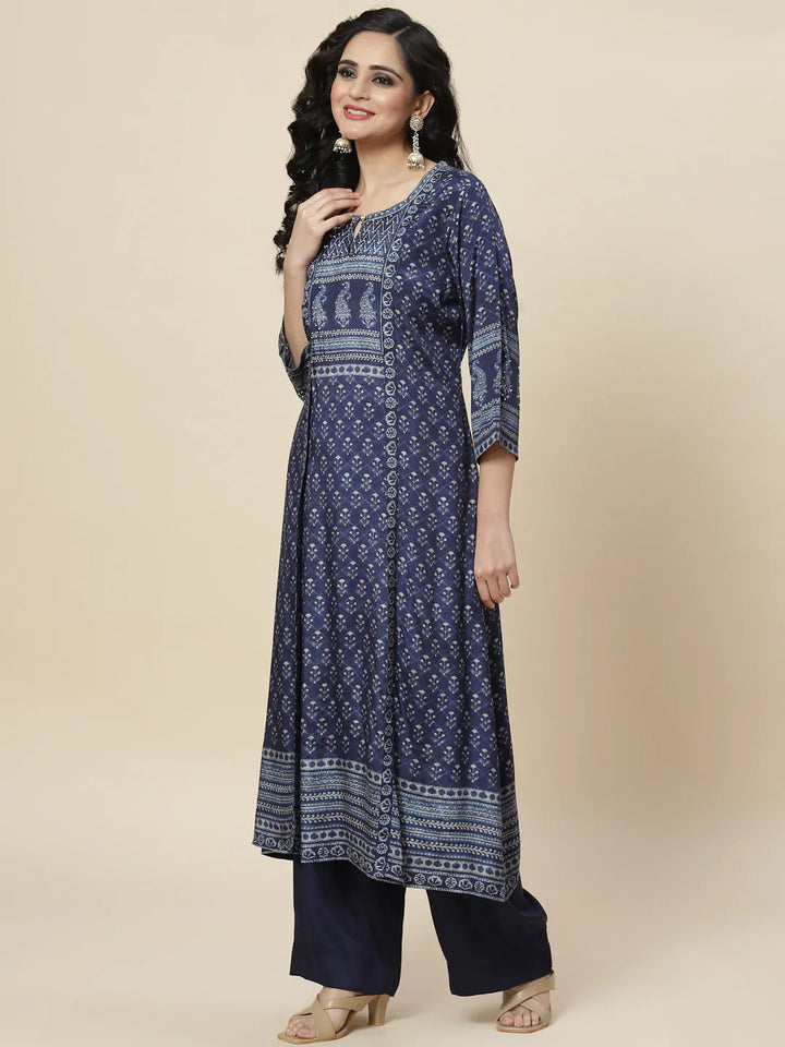 Printed Crepe Kurta With Palazzo