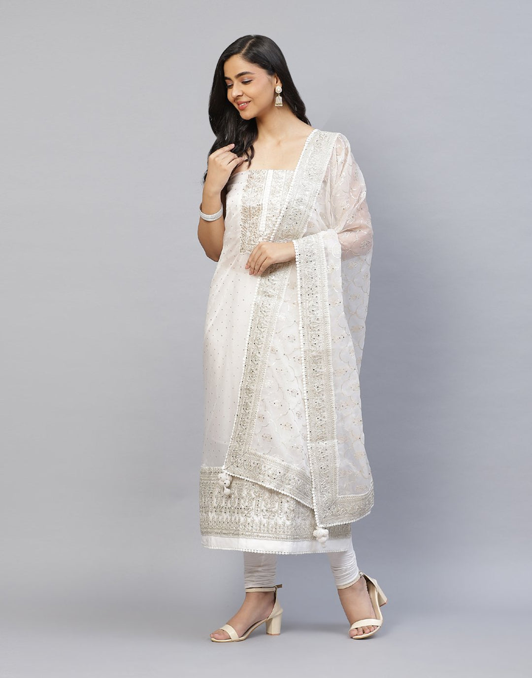 Embroidered Organza Kora Suit Piece