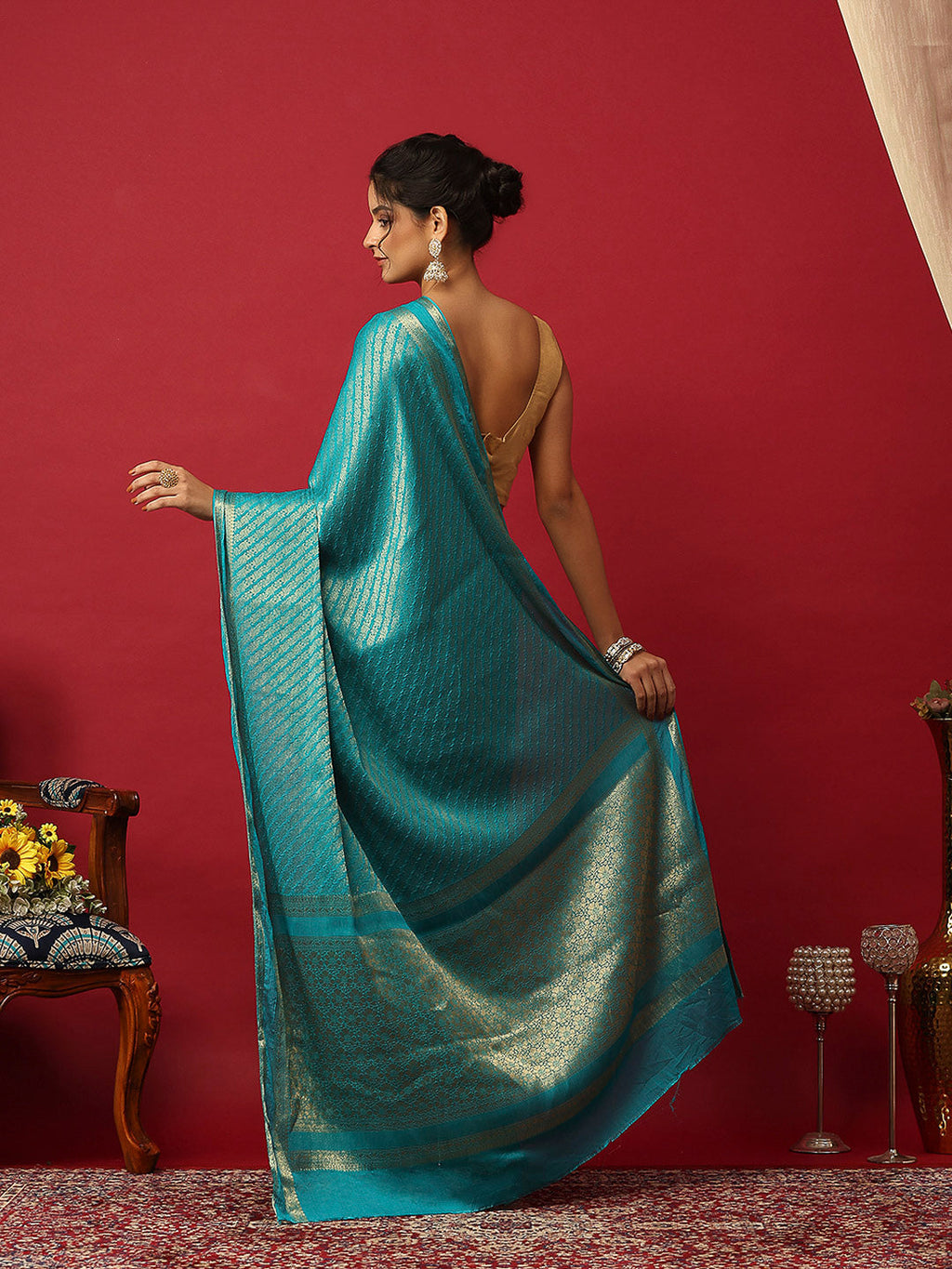 Plain Crepe Saree