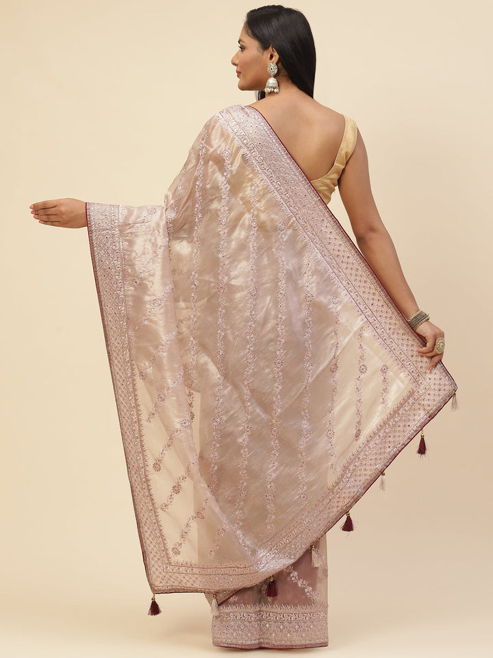 Cutdana Embroidered Organza Saree