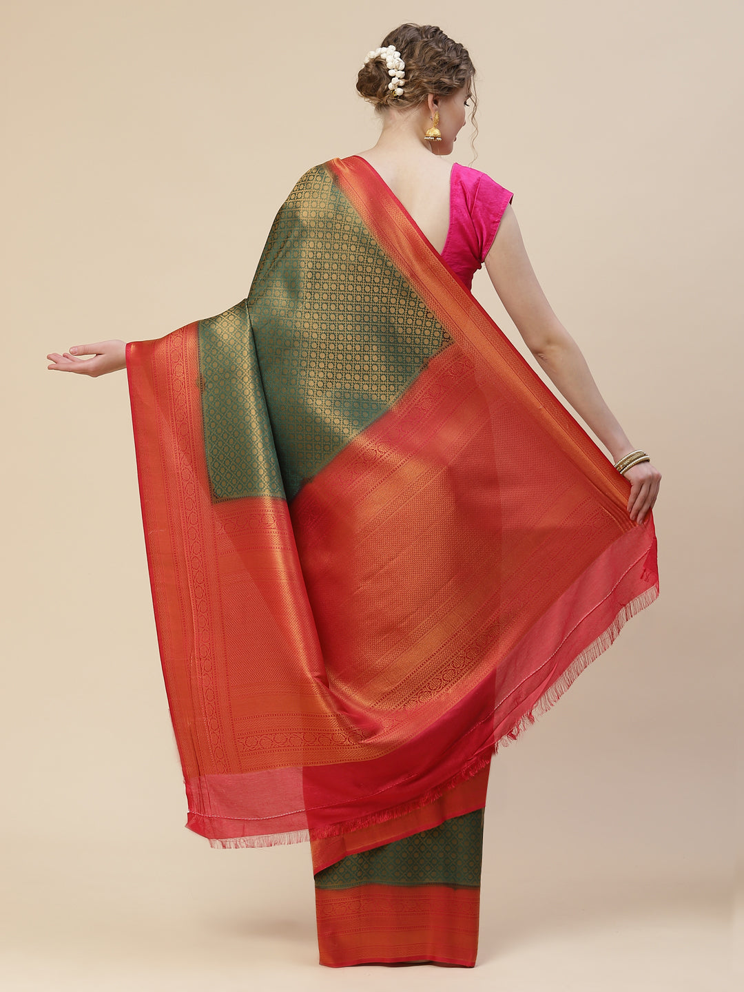 Brocade Zari Jaal Art Handloom Woven Saree